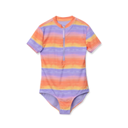 Girls Sea Spray SS One PC Zip Front Swimsuit - LAVENDER