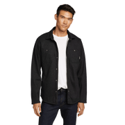Men's Faux Shearling-Lined Thermal Shirt - Black