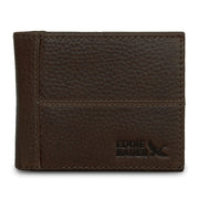 Extra Capacity Rugged Leather Bifold With Flip Id - Brown