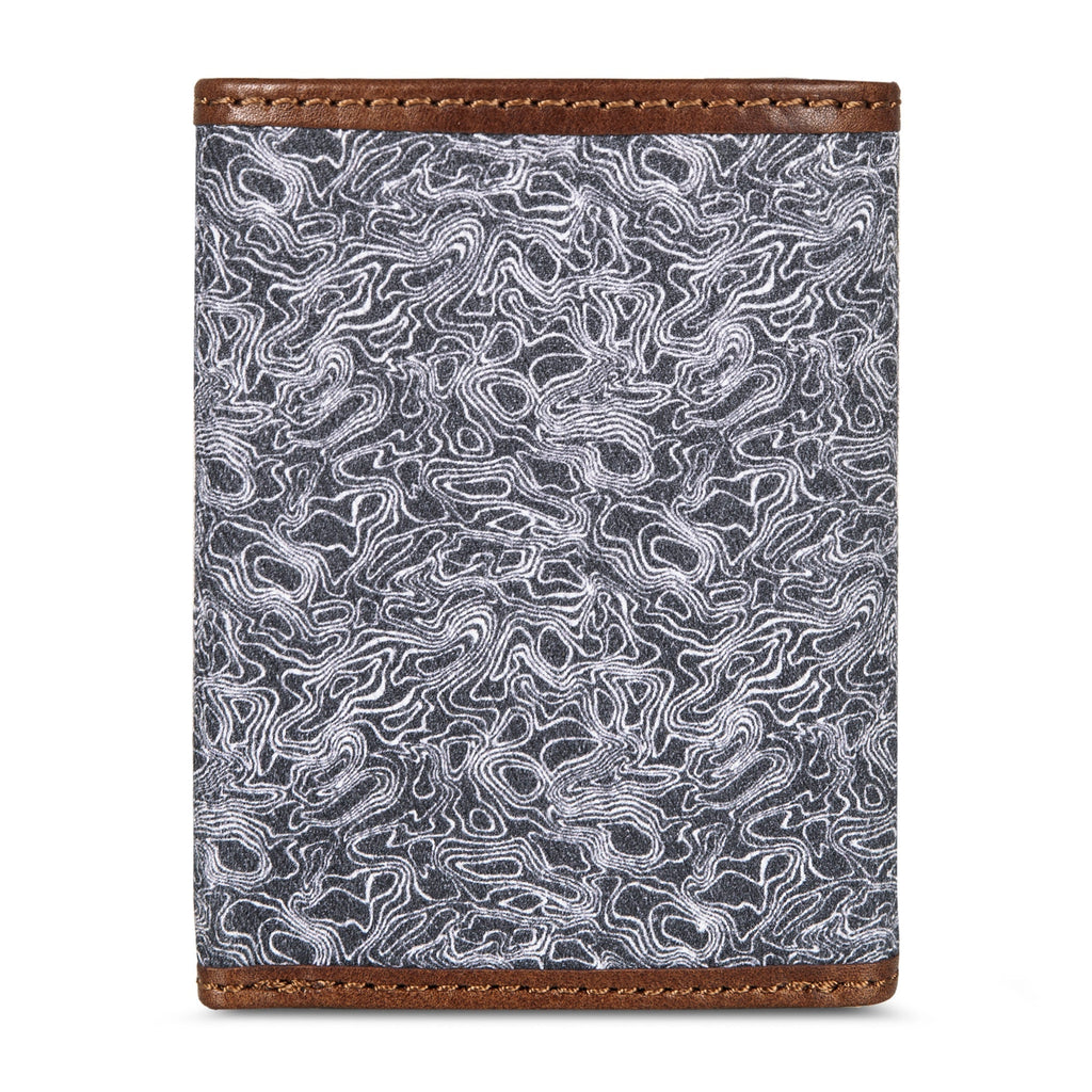 Pioneer Leather And Printed Cotton Canvas Trifold Wallet