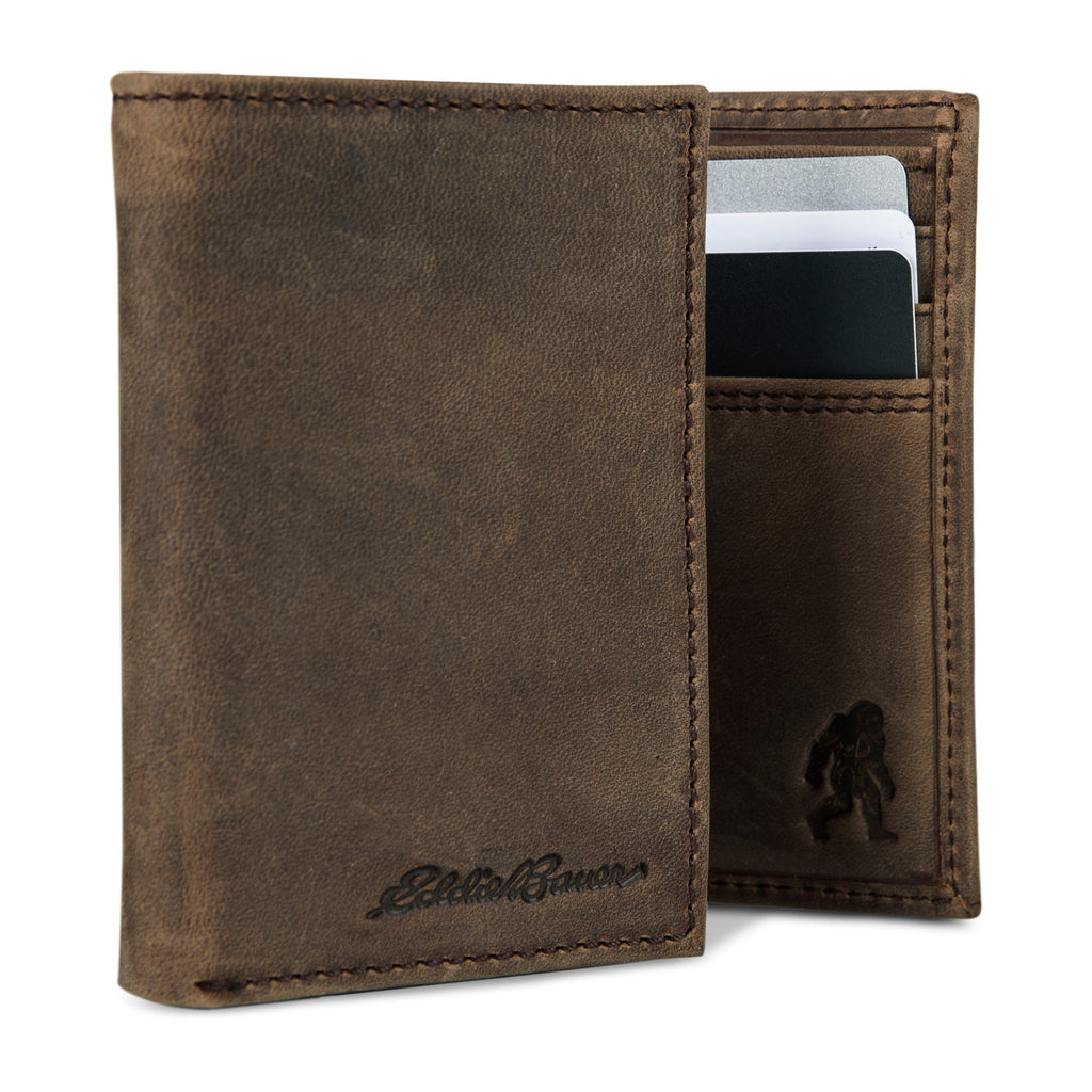 Leather Trifold Wallet With Embossed Sasquatch