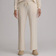 Women's Cozy Rib Wide-Leg Pants - Heather Oatmeal
