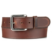 Men's Rugged Leather Belt With Stretch Tab - TAN