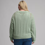 Women's Long-Sleeve Slub Johnny Collar Sweater