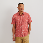 Men's Knit Baja Pocket Button-Up Shirt - Mineral Red