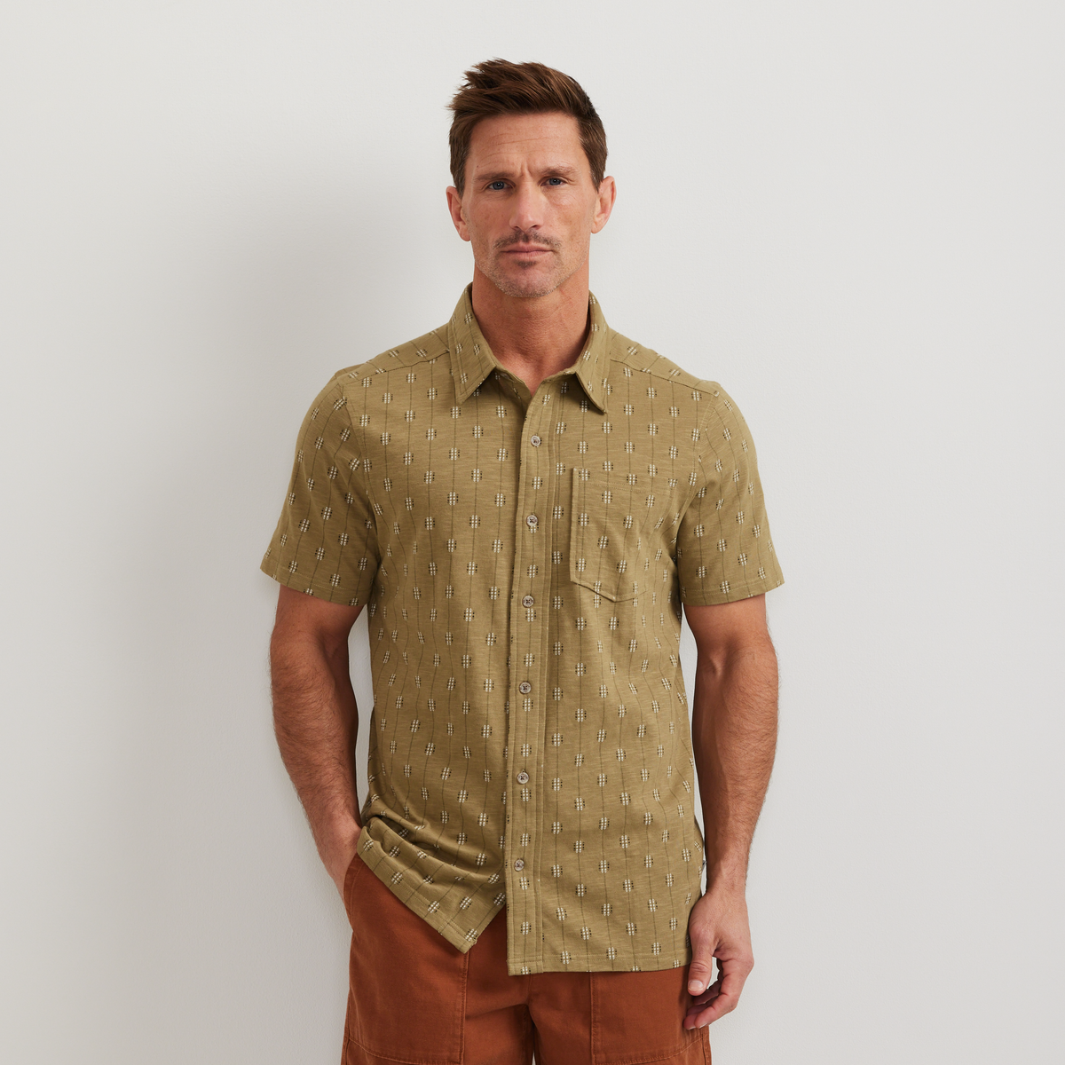 Men's Knit Baja Pocket Button-Up Shirt