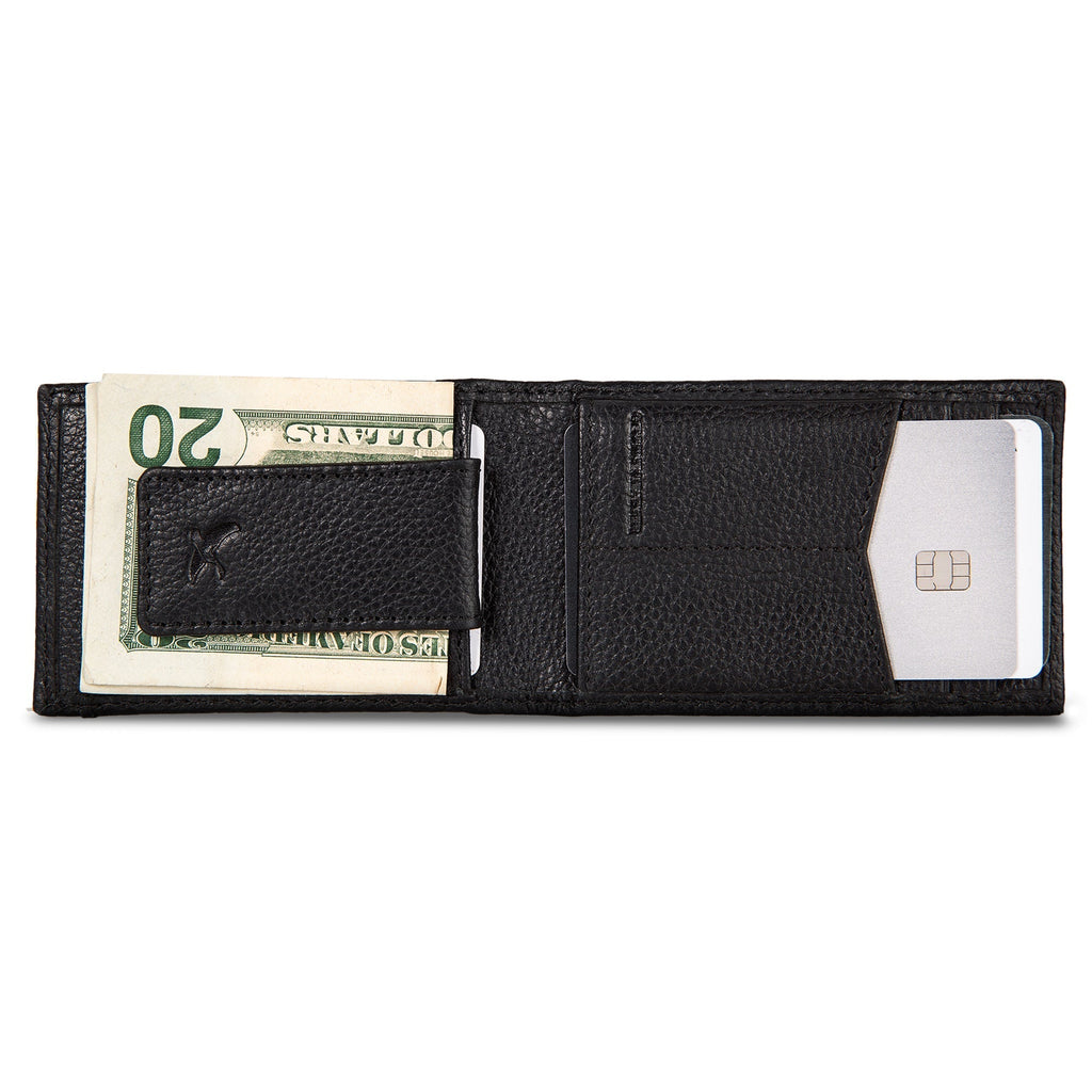 EB Signature Logo Leather Bifold With Money Clip Wallet