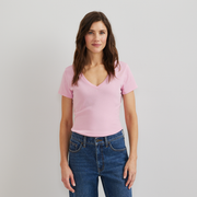 Women's Everyday Short-Sleeve V-Neck T-Shirt - Peony