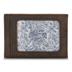 Money Clip Bifold Leather Wallet With Embossed Sasquatch
