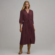 Women's Plaid Button Front Belted Midi Dress - Blossom