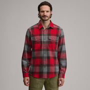Men's Long-Sleeve Eddie's Cabin Shirt - Jaspe Flannel - Scarlet