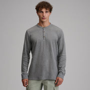 Men's Birds Eye Long-Sleeve Thermal Henley - Med Heather Gray