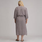 Women's Plaid Button Front Belted Midi Dress