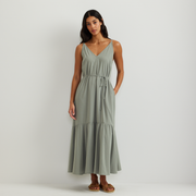 Women's Rio Textured Tiered Midi Dress - Sage