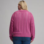 Women's Long-Sleeve Slub Johnny Collar Sweater