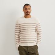 Men's Signature Roll Neck Sweater - Stripe - Cream Htr