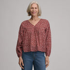 Women's Long-Sleeve V-Neck Relaxed Woven Popover