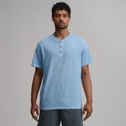 Men's Short-Sleeve Sunwashed Cotton Henley - Slate Blue