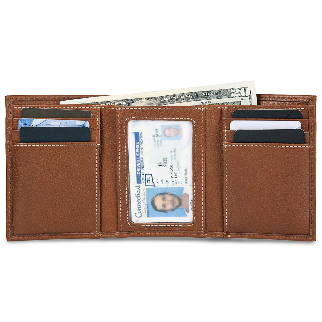 EB Signature Top Stitch Leather Trifold Wallet