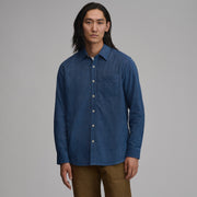 Men's Long-Sleeve Fine Wale Corduroy Shirt - Solid - Indigo