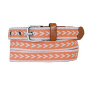 Women's Cascade Woven Belt With Metal Buckle - Coral