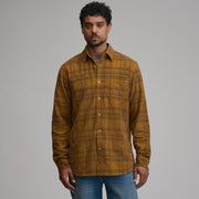Men's Long-Sleeve Fine Wale Corduroy Shirt - Plaid - Gold